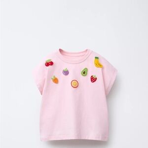 Zara Pink Tee with Fruit Patches